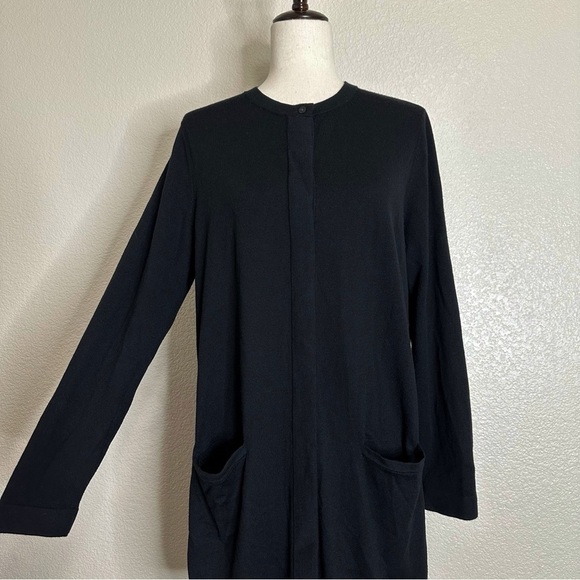 J. Jill Wool Blend Women''s Black Button Down Long Cardigan Sweater, Sz Medium - Picture 2 of 12